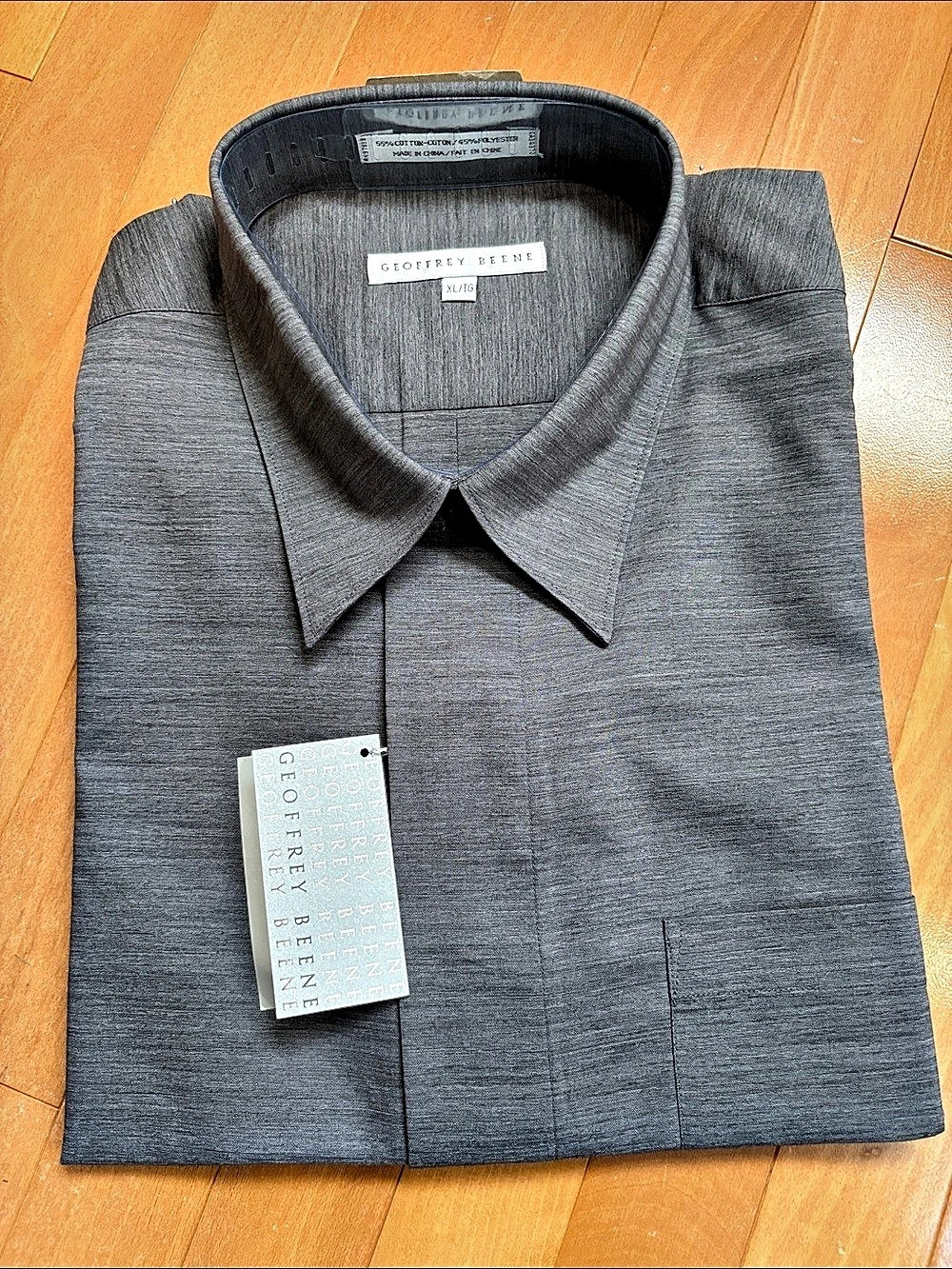 Geoffrey Beene Men's Cotton Dress Shirt - Gray XL NWT